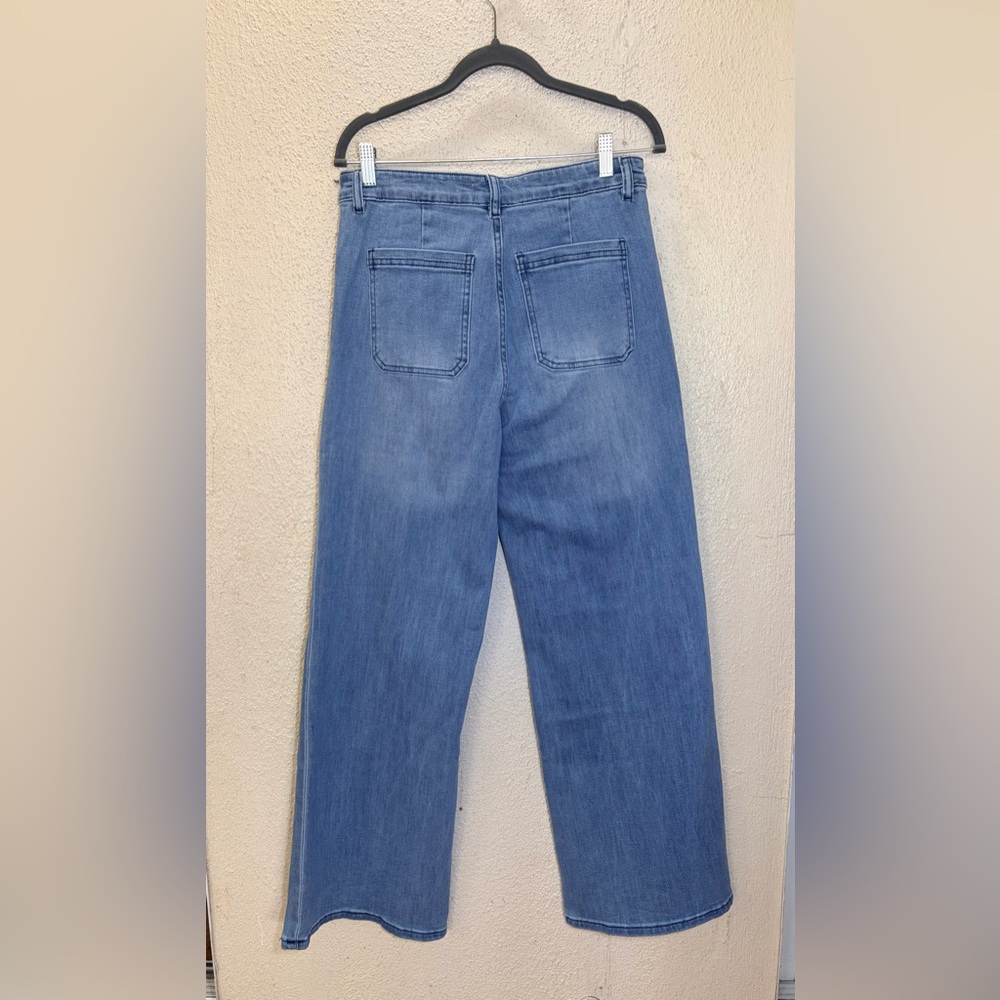 Jason Wu Wide Leg Patch Pocket Jeans  Medium Wash Boho  Size 6 NWT - Picture 4 of 7